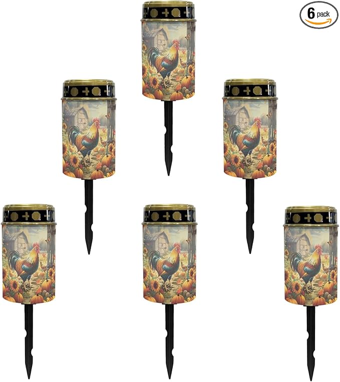 Sunflower Chicken Solar Lights Outdoor Waterproof Solar Stake Lights Solar Pathway Lights Flamelight Lights Solar Lantern Landscape Lighting Spotlight for Yard Patio Driveway