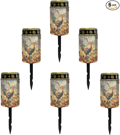 Sunflower Chicken Solar Lights Outdoor Waterproof Solar Stake Lights Solar Pathway Lights Flamelight Lights Solar Lantern Landscape Lighting Spotlight for Yard Patio Driveway