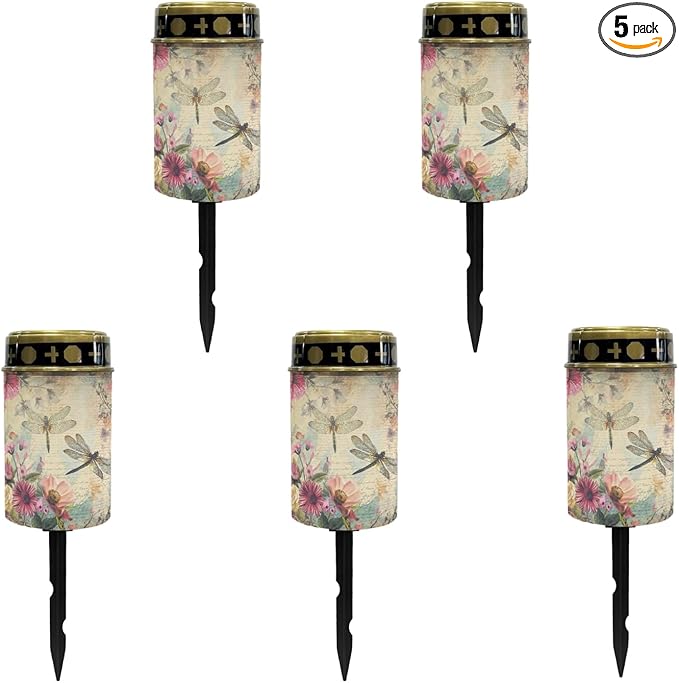 Dragonfly Floral Solar Garden Lights Outdoor Waterproof Pathway Lights Solar Powered,Solar Stake Lights for Yard Patio Driveway Lights Outdoor Landscape Lighting