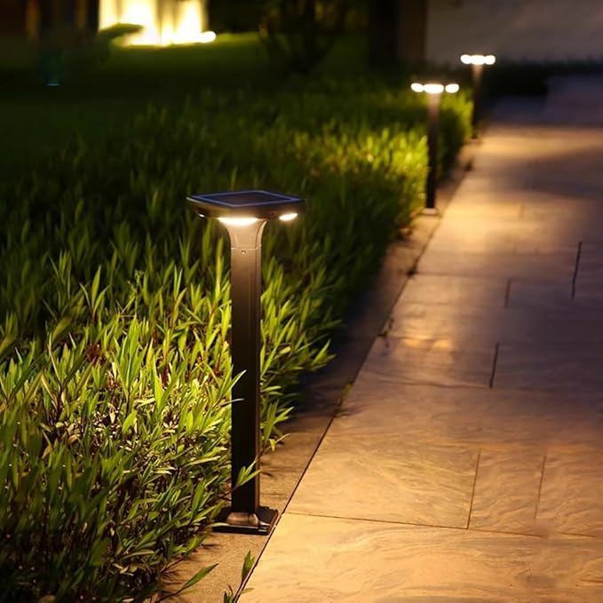 Solar Pathway Light Outdoor Waterproof Solar Garden Lights Die-cast Aluminum Landscape Path Light External Bollard Lighting Walkway Lights for Courtyard Lawn Driveway Porch Patio