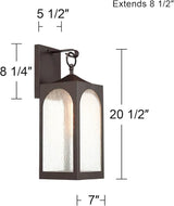 Possini Euro Design Tyne Modern Outdoor Wall Light Fixture Bronze Steel Lantern 20 1/2" Clear Seedy Glass Panels | Lumora