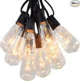 Hometown Evolution, Inc. Vintage Edison Outdoor String Lights (ST40 Clear - Black Wire, 100 ft) | Lumora