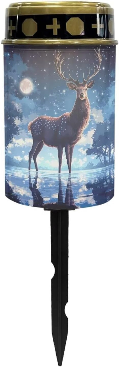 Deer Moon Solar Lights for Cemetery Grave Solar Lights for Cemetery Memorial Stake Solar Lights for Grave Yard Decorations