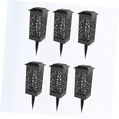 6pcs Solar Hollow Lawn Lights Outdoor Landscape Lighting Black Warm White for Garden Walkway Energy Saving Solar Step Lights