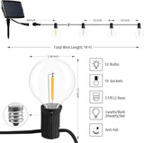 KLED LED Solar String Lights Outdoor 18Ft Waterproof Hanging Lights with 12 Shatterproof Bulbs & 4 Light Modes | Lumora