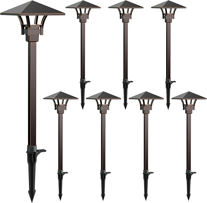 GOODSMANN Landscape Lighting Low Voltage Landscape Path Lights Oil Rubbed Bronze 8PK Path Lights Low Voltage 4W LED | Lumora