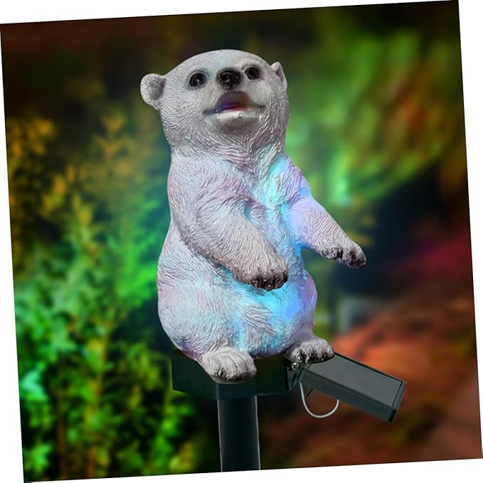 Uonlytech Solar Led Polar Bear Lawn Light Colorful Garden Lamp for Outdoor Landscape Decoration Automatic Night Lighting for Pathways Flowerbeds and Walkways