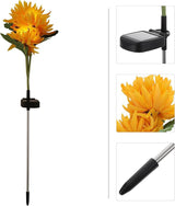 Solar Chrysanthemum Garden Lights 3-Head Yellow Solar Pathway Lamps with Ground Stake for Outdoor Lawn Patio | Lumora