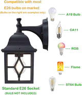 LIT-PaTH Outdoor Wall Lantern, Large Exterior Wall Light Fixture, E26 Base, Matte Black Anti-Rust Aluminum Porch | Lumora