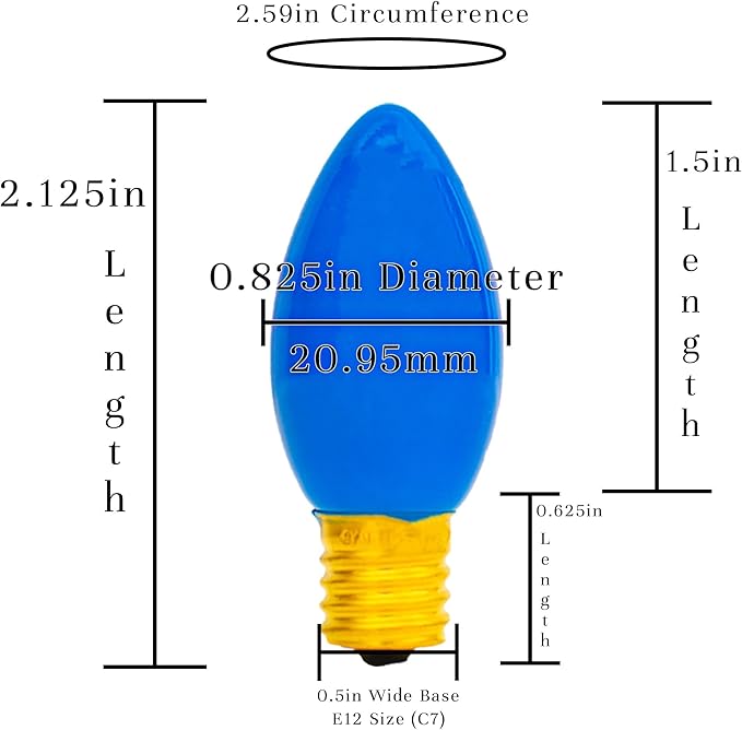 EST. LEE DISPLAY L D 1902 Indoor ＆ Outdoor String Light C7 Ceramic 4TH of July Steady Replacement Bulbs (Solid Red | Lumora
