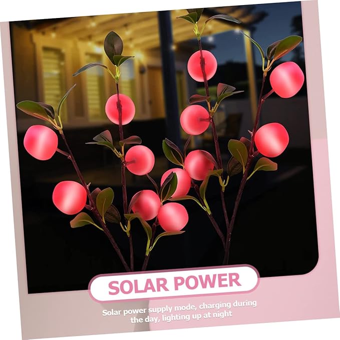 2pcs Outdoor Solar Path Lights Garden Stake Lights Automatic Night Dawn-Off Apple Shape Ground Stake Lamp Landscape Decor Led