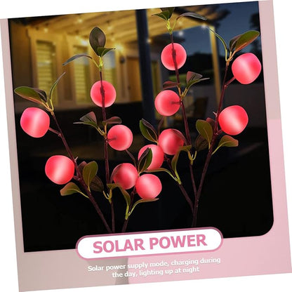 2pcs Outdoor Solar Path Lights Garden Stake Lights Automatic Night Dawn-Off Apple Shape Ground Stake Lamp Landscape Decor Led