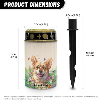 Dog Daisy Solar Memorial Lights for Pet Graves Decorative Garden Lights Solar Powered Waterproof Outdoor Cemetery Solar Lights for Grave Set of 2 Gravesite Decorations Cemetery