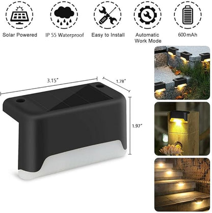 Solar Deck Lights Outdoor, 16 PCs LED Fence Lights Waterproof, Garden Decorative Step Lights for Patio Porch Stairs Yard Driveway Pathway (Warm White, 16-Pack)