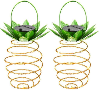 EpicGadget Pineapple Solar Light, Solar Pineapple Hanging Wire Light Outdoor Solar Garden Decorative Lights for Walkway Pathway Backyard Decoration Lamp Parties (Warm White) (2 Pack)