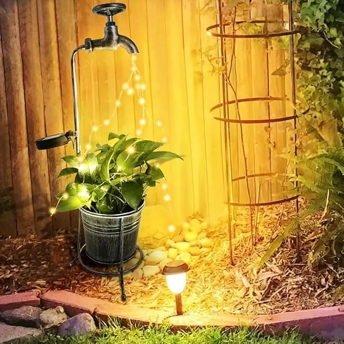 Solar Garden Lights Outdoor Decor, Metal Watering Can Solar Lights Outdoor Waterproof for Yard Lawn Patio Pathway, Decorative Outdoor Decor Gardening Gifts for Women Mom Grandma