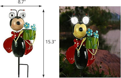 Garden Solar Ladybug Stake, Waterproof Landscape Path Lights ,Metal Ladybird Decor Solar Garden Lights Solar Ladybird Stake for Outdoor Patio Yard Decorations