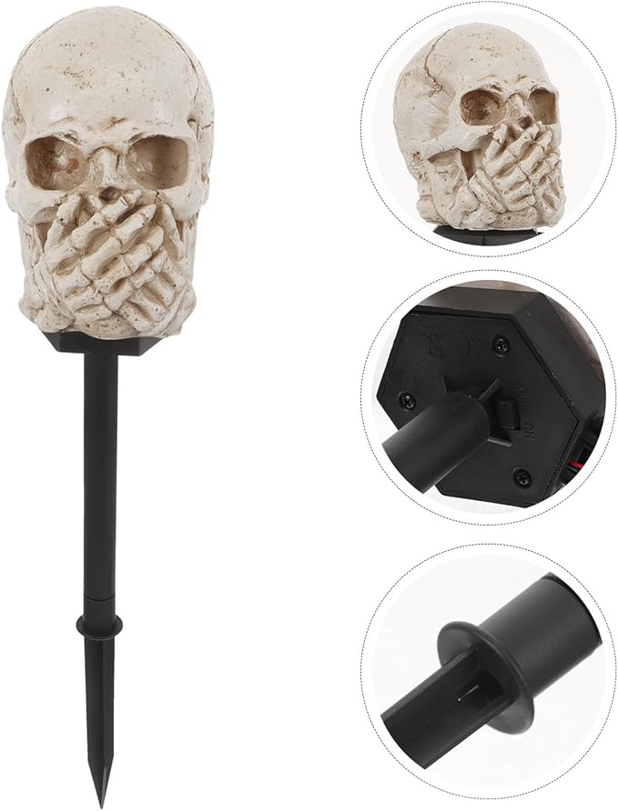 Halloween Solar Skull Garden Stake Light Outdoor Solar Pathway Lamp Decorative Yard Landscape Lighting for Halloween Outdoor Décor