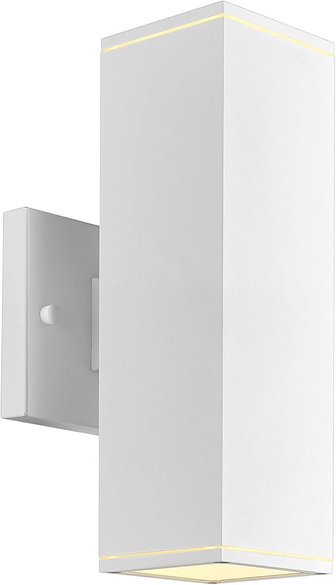 Ken & Ricky Outdoor Wall Light Fixture,Exterior Lighting Fixtures,Modern Sconce Lights for Porch Patio Garage Front Door (White,Square,No Sensor,1PK)