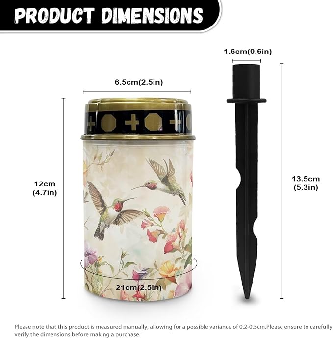Hummingbird Flower Solar Lights Outdoor Waterproof for Grave Decorations for Cemetery Mom Suitable for Garden Paths