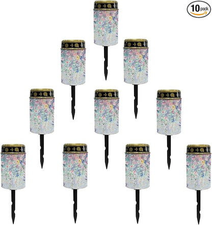 Blue Flower Outdoor Lanterns Waterproof Solar Garden Lights Flameless Solar Pathway Lights for Outside Landscape Decorative Lighting for Yard Patio Solar Walkway Lights LED Lantern