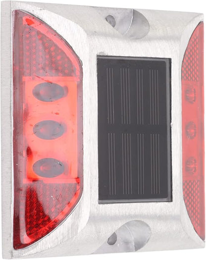 Solar Driveway Lights, Cast Aluminum IP68 Light with 72H Runtime for Pathway and Highway Marking (Red)