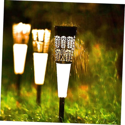 Totority 6pcs Solar Garden Stake Light Solar Outdoor Decorative Lights Warm Glow for Pathway Lawn and Courtyard Easy Installation Unique Hollow Design for Beautiful Ground Patterns