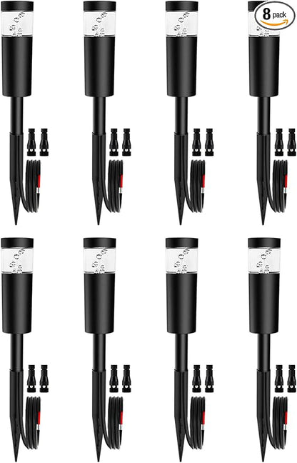 5W Low Voltage Landscape Pathway Lights with Connectors 12V Outdoor Landscape Lighting LED Bollard Path Lights Wired IP65 Waterproof Warm White Walkway Lights for Garden Yard Lawn (8Pack)