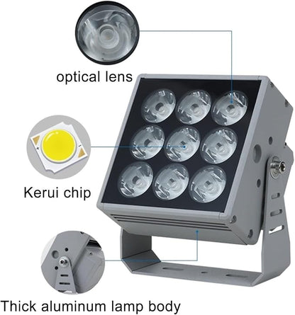 110-230V Outdoor Spotlights - Spotlight Led Beam Light - Led Spot Lights, LED Long Distance Spotlight Outdoor Building Wall Washer, IP67 Waterproof Villa Courtyard Lawn Landscape Lights(Red Light)