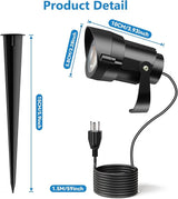 HIBOITEC 12W Spot Lights Outdoor 110V to 120V Landscape Lighting Waterproof Spotlight with 4.9ft 3-Plug LED Plug in | Lumora