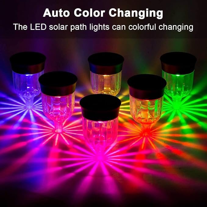 SMY Lighting Solar Outdoor Path Lights, Color Changing Waterproof IP65 Auto On/Off Solar Landscape Pathway LED Lights for Back Yard and Walkway Decorative