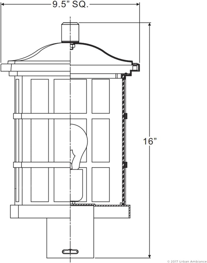 Urban Ambiance Luxury Craftsman Outdoor Post Light, Medium Size: 16.5" H x 9.5" W, with Tudor Style Elements | Lumora