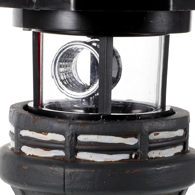 Solar Rotating Lighthouse Outdoor Lantern Garden Decor Resin Street Light - Black