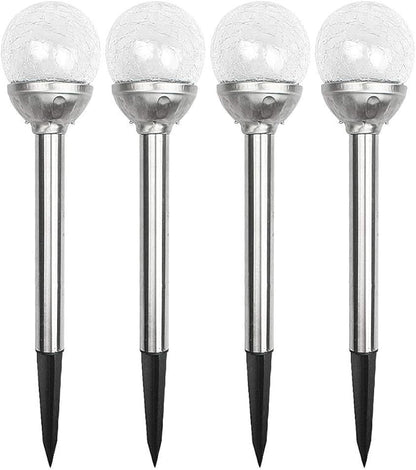 Solar Round LED Garden Lights, Modern Outdoor Pathway Lights, Color Changing White, 2.17x2.17x14.17 inches (5.5x5.5x36 cm), Silver