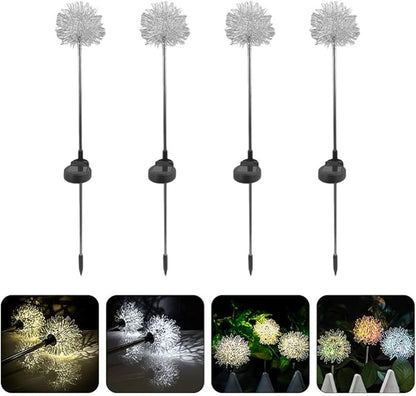 Statue Decor 4Pcs Solar Garden Lights Outdoor Dandelion Shape LED Solar Light Solar Lights Stake Lights Landscape Pathway Lights for Garden Patio Lawn Outdoor Solar Lights