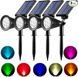 Solar Spot Lights Outdoor Waterproof Solar Powered Spotlight Landscape Lighting Color Changing Auto On/Off for Yard | Lumora