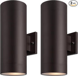 mirrea 14" Modern Outdoor Porch Light Patio Light in 2 Lights with Aluminum Cylinder and Tempered Glass Cover | Lumora