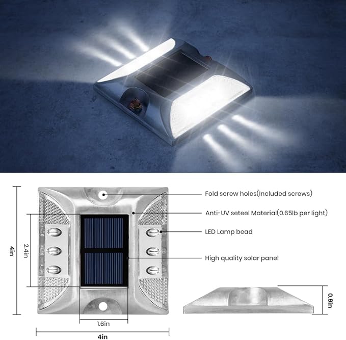 Solar Raised Pavement Marker High Brightness IP68 Waterproof Reflective Road Marker Solar Driveway Dock Lights | Lumora