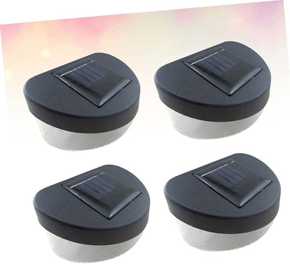 4pcs Solar Fence Lights Led Outdoor Garden Wall Lamps Black Shell White Light Easy to Install for Pathways Porches and Gardens