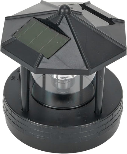 Solar Powered Lighthouse, for 360 Degree Rotating Lamp IP65 Solar Lighthouse Landscape Path Lights Garden Yard Outdoor Decor(Black)