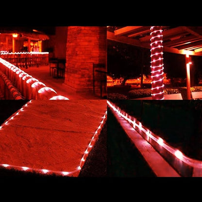 Solar Rope Lights Outdoor, 23ft 50LED Outdoor Rope String Lights Waterproof Copper Tube Wire String Lights for Garden,Yard, Path, Fence, Stairs, Backyard, Patio (Red)