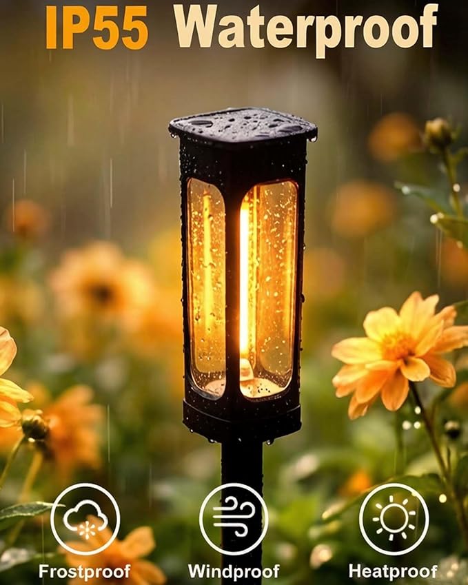 Solar Pathway Lights Outdoor - IP55 Waterproof Solar Lights Outdoor with 3000K Warm White LED, Outdoor Solar lights for Yard Patio Garden Driveway Landscape Lighting, Housewarming Gift New Home Decor