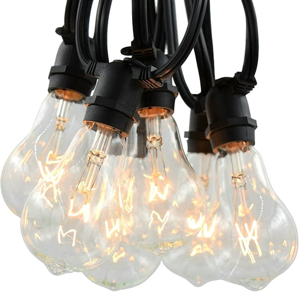 Hometown Evolution, Inc. Commercial Grade Vintage Edison Outdoor String Lights (PS50 Clear - Commercial Black Wire | Lumora