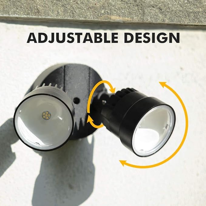 LUTEC P6221B 2000 Lumen 18 Watt LED Dual-Head Floodlight Outdoor, Switch Controlled Waterproof Exterior Security | Lumora