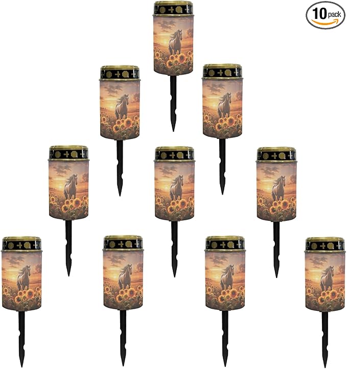 Sunflower Horse Solar Horse Lights for Outside,Solar Walkway Lights Outdoor Waterproof Solar Pathway Lights Solar Powered Lantern Landscape Lighting-Warm White