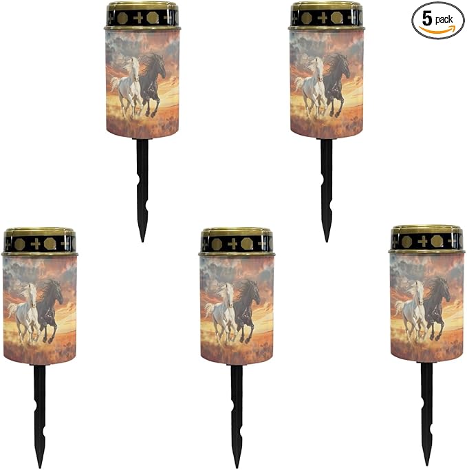 Running Horse Solar Lights Outdoor Solar Stake Lights Solar Walkway Lights,Outdoor Solar Garden Lights Powesed LED Lantern Solar String Lights for Outside Spotlight-Warm White