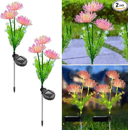 2 Pack LED Solar Flower Decorative Lights, 2-Mode Outdoor Courtyard Atmosphere and Garden Landscape Lights, Wireless Waterproof from Dusk to Dawn, Flower Gift Lamp for Ladies