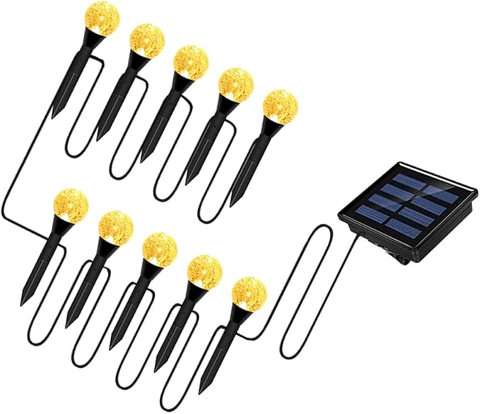 SUPVOX Versatile Solar Garden Path Lights 10pcs Warm White Bubble Ball Lawn Lamps Outdoor Decorative Energy Landscape Lighting for Patio Yard