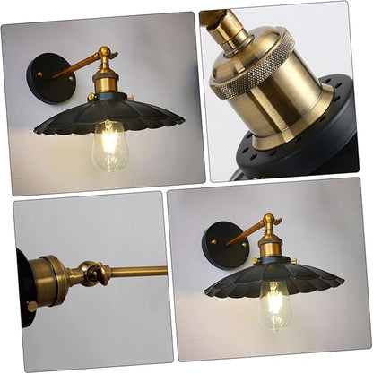 POPETPOP Vintage Industrial Wall Lamp Petal-Shaped Design Retro Style Light Fixture for Restaurants Cafes and Patios Durable Black Without Bulb