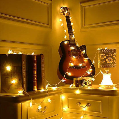 Star String Lights Battery Operated 40 LED 19.6FT Twinkle Little Star Lights Indoor Starry Fairy Lights Warm White for Patio Wedding Bedroom Christmas Home Decoration